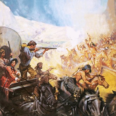 Amerikanische Pioniere schießen auf Rothäute von James Edwin McConnell