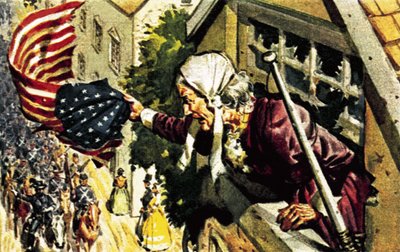 Barbara Frietchie ruft General Stonewall Jackson während des Amerikanischen Bürgerkriegs von James Edwin McConnell