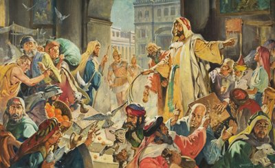 Jesus vertreibt die Geldwechsler aus dem Tempel von James Edwin McConnell