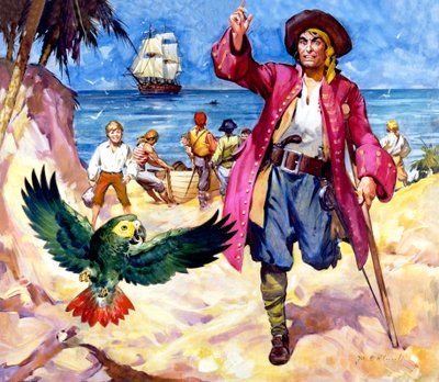 Long John Silver und sein Papagei von James Edwin McConnell