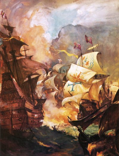 Die Armada wird von englischen Brandschiffen zerstört von James Edwin McConnell