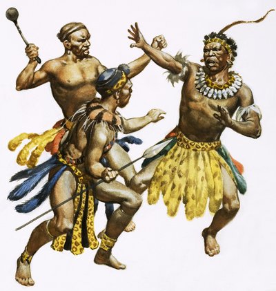 Zulu-Häuptling Shaka wird angegriffen von James Edwin McConnell