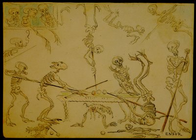 Skelette beim Billardspielen von James Ensor