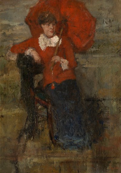 Die Dame mit dem roten Sonnenschirm von James Ensor