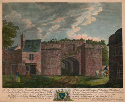 Ansicht des Westtors in Newcastle upon Tyne, um 1780 von James Fittler