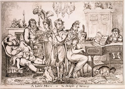 Ein wenig Musik oder Die Freuden der Harmonie, graviert von William Brocas, gedruckt in London von J. Sidebotham, 1810 von James Gillray