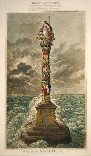 Britannia siegreich, Entwurf für die Marine-Säule, veröffentlicht von Hannah Humphrey von James Gillray