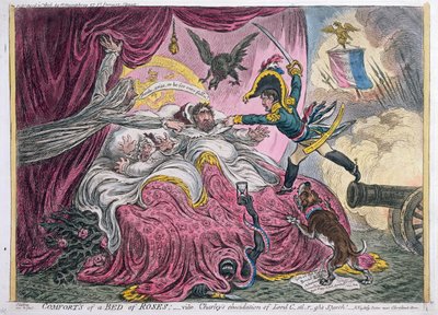 Komfort eines Rosenbettes, veröffentlicht von Hannah Humphrey im Jahr 1806 von James Gillray