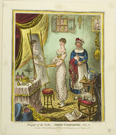 Kleid Fertiggestellt, Platte drei von Fortschritt der Toilette von James Gillray