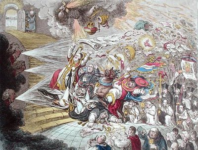 Ende der irischen Farce der katholischen Emanzipation, veröffentlicht von Hannah Humphrey 1805 von James Gillray