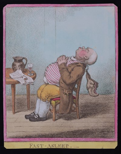 Tiefschlaf, veröffentlicht von Hannah Humphrey im Jahr 1806 (handkolorierte Radierung) von James Gillray