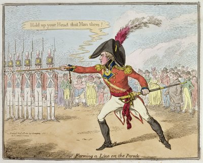Eine Linie auf der Parade bilden, veröffentlicht von Hannah Humphrey im Jahr 1801 von James Gillray