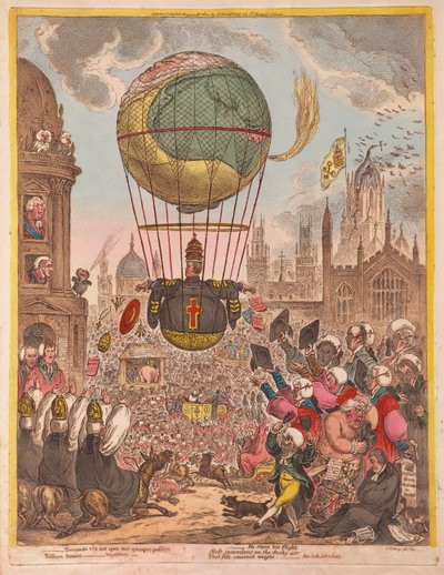Er lenkt seinen Flug, veröffentlicht 1810 von James Gillray
