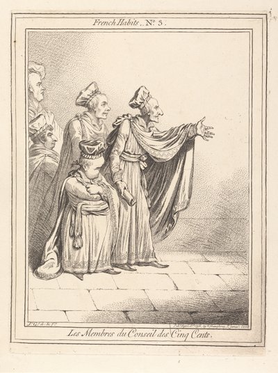 Die Mitglieder des Rates der Fünfhundert. Französische Gewohnheiten Nr. 3 von James Gillray