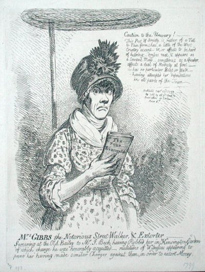 Mrs Gibbs, die berüchtigte Straßenläuferin und Erpresserin von James Gillray