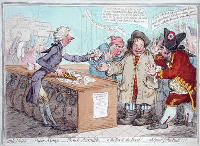 Eröffnung des Haushalts, oder John Bull gibt seine Hose, um seinen Speck zu retten von James Gillray