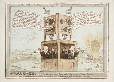 Oppositionstelegraphen, oder Der kleine hellsichtige Anwalt, der ein wahres Beispiel patriotischer Information gibt, 21. Juni 1798 von James Gillray