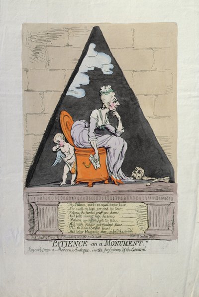 Geduld auf einem Denkmal, veröffentlicht von Hannah Humphrey 1791 von James Gillray