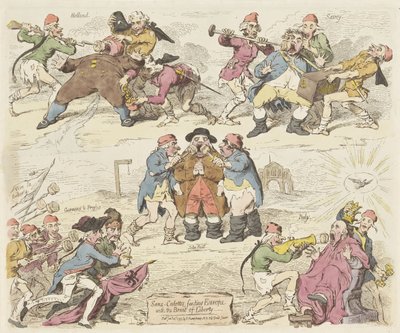 Sansculotten füttern Europa mit dem Brot der Freiheit, 1793 von James Gillray
