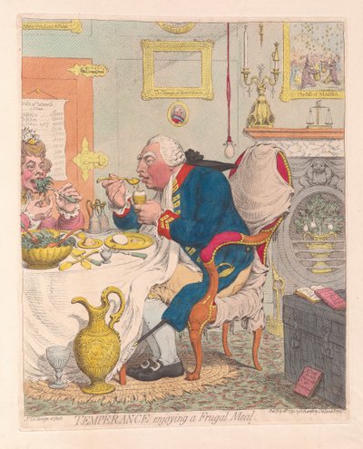 Mäßigkeit genießt eine sparsame Mahlzeit von James Gillray