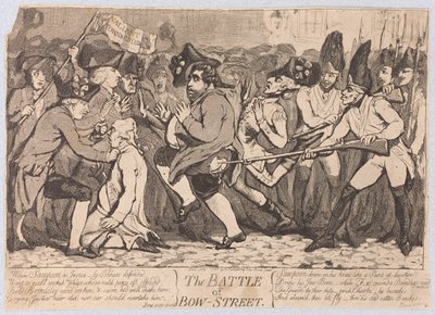 Die Schlacht von Bow-Street, veröffentlicht 1788 von James Gillray