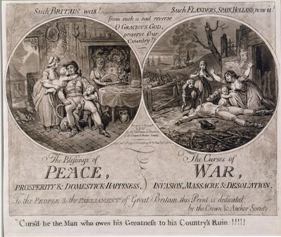 Die Segnungen des Friedens und die Flüche des Krieges, veröffentlicht von Hannah Humphrey im Jahr 1795 von James Gillray