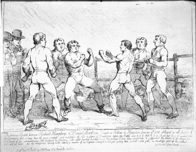 Die berühmte Schlacht zwischen Richard Humphreys und Daniel Mendoza, 9. Januar 1788 von James Gillray