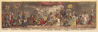Der große Krönungszug von Napoleon I., Kaiser von Frankreich, von der Kirche Notre-Dame, 1805 von James Gillray