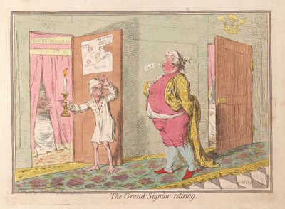 Der Großherr zieht sich zurück, veröffentlicht 1796 von James Gillray