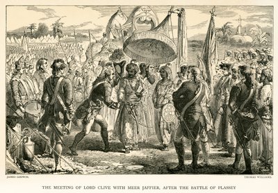 Das Treffen von Lord Clive mit Meer Jaffier nach der Schlacht von Plassey (Stich) von James Godwin