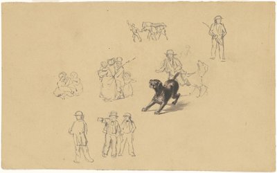 Belleneder Hund und Studien für "Militia Training" von James Goodwyn Clonney