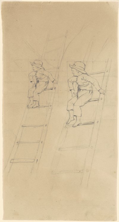 Studien eines Jungen auf einer Leiter von James Goodwyn Clonney