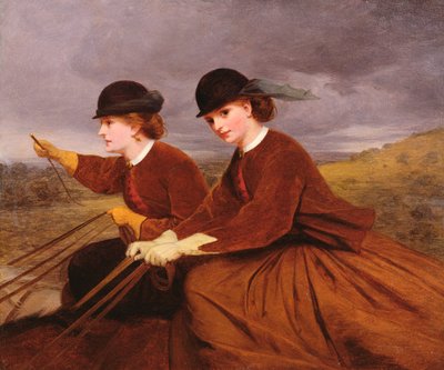 Auf den Downs - Zwei Damen reiten im Damensattel von James Hayllar