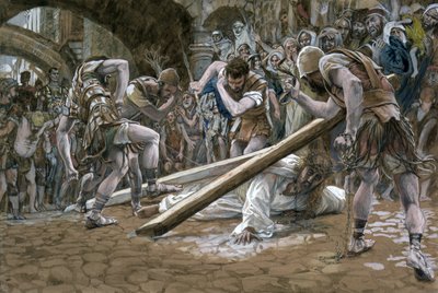 Christus fällt unter dem Kreuz, Illustration für Das Leben Christi von James Jacques Joseph Tissot
