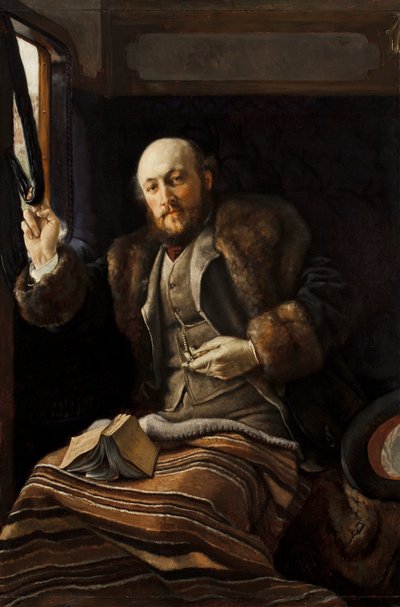 Herr in einem Eisenbahnwagen, 1870-80 von James Jacques Joseph Tissot