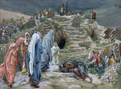 Die heiligen Frauen stehen weit entfernt und beobachten, was geschieht, Illustration für Das Leben Christi, ca. 1886-94 von James Jacques Joseph Tissot