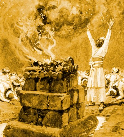 Feuer vom Himmel verzehrt das Opfer von James Jacques Joseph after Tissot
