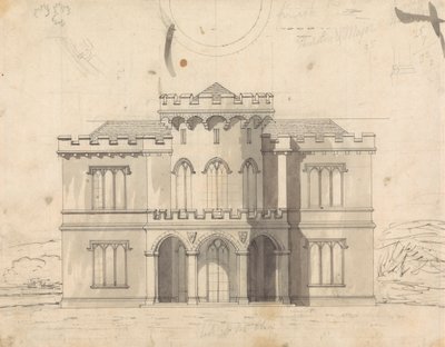 Vorbereitende Zeichnung für Design 10, Platte 7 für Eine Sammlung von Entwürfen für ländliche Rückzugsorte von James Malton