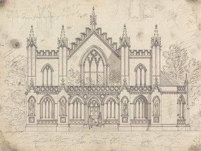 Vorbereitende Zeichnung für Design 14, Platte 11 für Eine Sammlung von Entwürfen für ländliche Rückzugsorte von James Malton