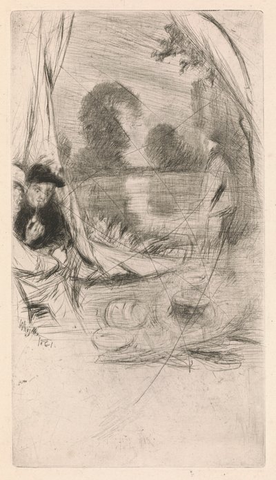 [76] Eindrücke von annullierten Platten von Whistler - das Modell ruht. von James Abbott McNeill Whistler