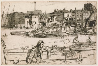 Black Lion Wharf, aus der Thames Set (Eine Serie von sechzehn Radierungen von Szenen an der Themse und anderen Motiven) von James Abbott McNeill Whistler