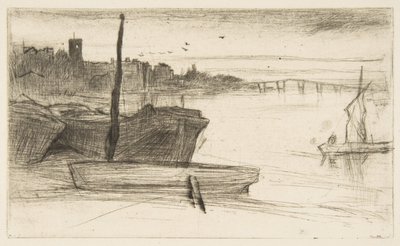 Chelsea-Brücke und Kirche von James McNeill Whistler