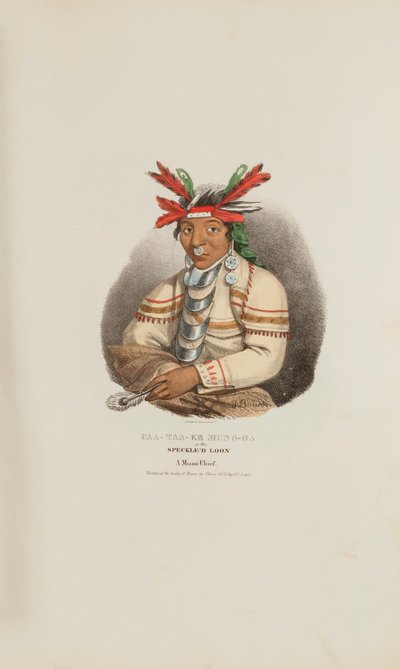 CAA-TAA-KE MUNG-GA oder der Gefleckte Loon, ein Miami-Häuptling, aus The Aboriginal Portfolio von James Otto Lewis