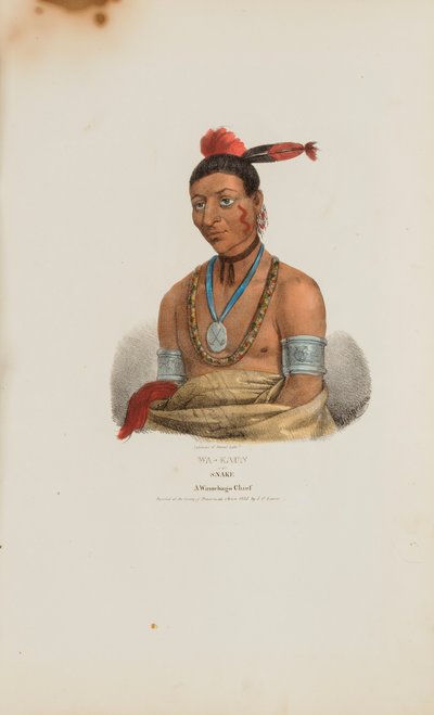 WA-KAUN oder die Schlange; Ein Winnebago-Häuptling, aus The Aboriginal Portfolio von James Otto Lewis