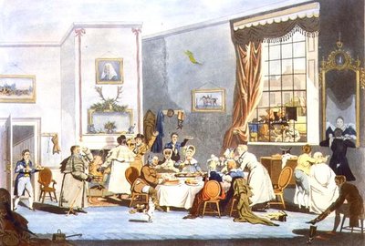 Postkutschenpassagiere beim Frühstück (Gravur) von James Pollard