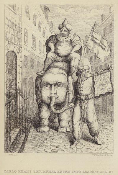 Carlo Khans triumphaler Einzug in die Leadenhall Street: Satire auf den Whig-Politiker Charles James Fox und seine Ambitionen in Bezug auf Indien von James Sayers