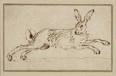 Ein Hase läuft, mit aufgerichteten Ohren von James Seymour