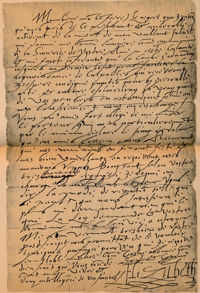 Ein Brief von Königin Elizabeth I 1533-1603 an König James VI 1566-1625, 1898 von James Stillie