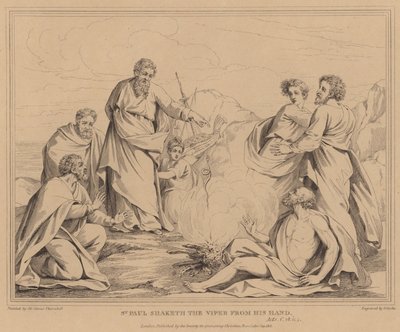 St. Paulus schüttelt die Viper von seiner Hand, Apostelgeschichte von James Thornhill