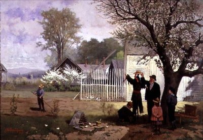 Die Vogelscheuche machen, ca. 1880 von James Wells Champney